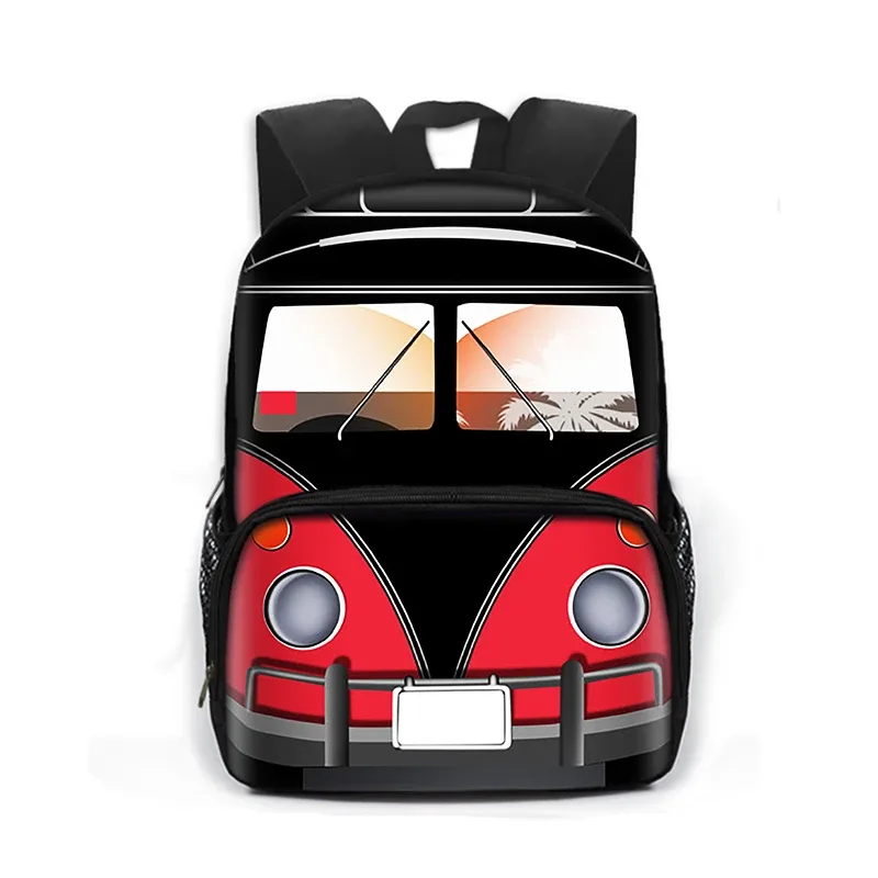 sac à dos imprimé dessin animé de police, voiture, bus, pelle, camion, sac de jour pour enfants, sac de livre pour écoliers de maternelle