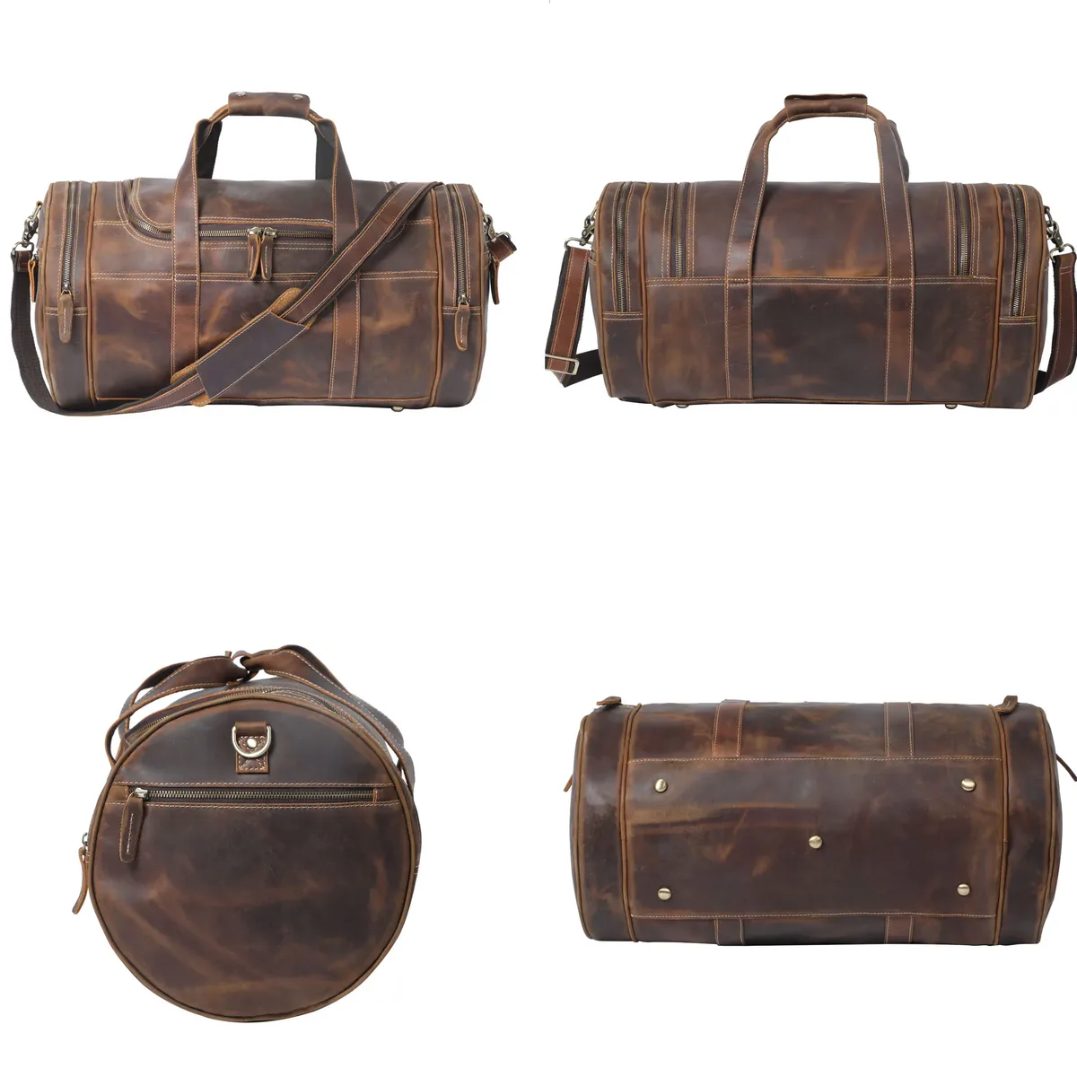 sac de voyage vintage en cuir pleine fleur s.worker pour homme, sac de week-end en cuir véritable grande capacité