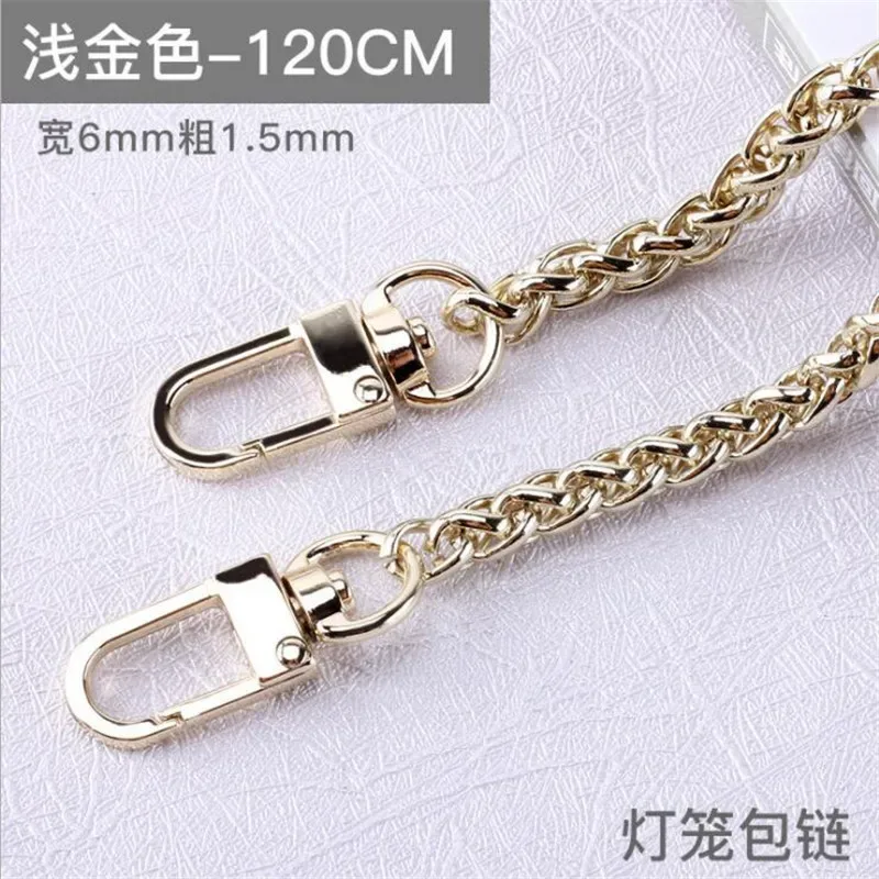 longue chaîne de sac à main en métal de 120cm, poignée de remplacement, sac à main, sac à bandoulière, accessoires de chaîne or/argent/noir