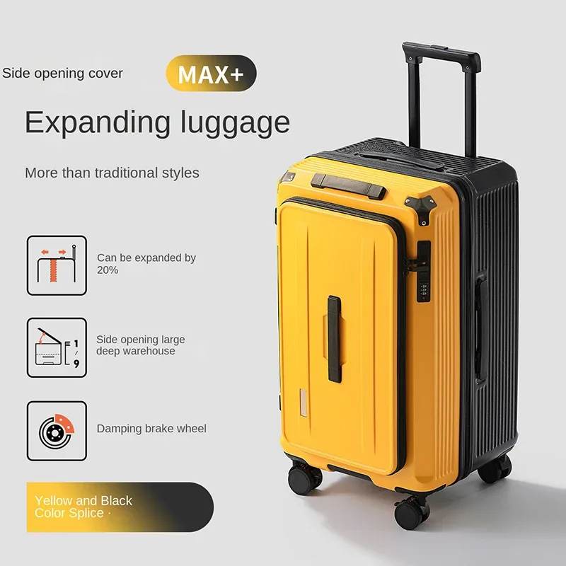 valise à ouverture latérale 28 pouces, grande capacité, extensible, valise à roulettes épaissie 24/26 pouces, valise cabine 20 pouces avec 5 roues