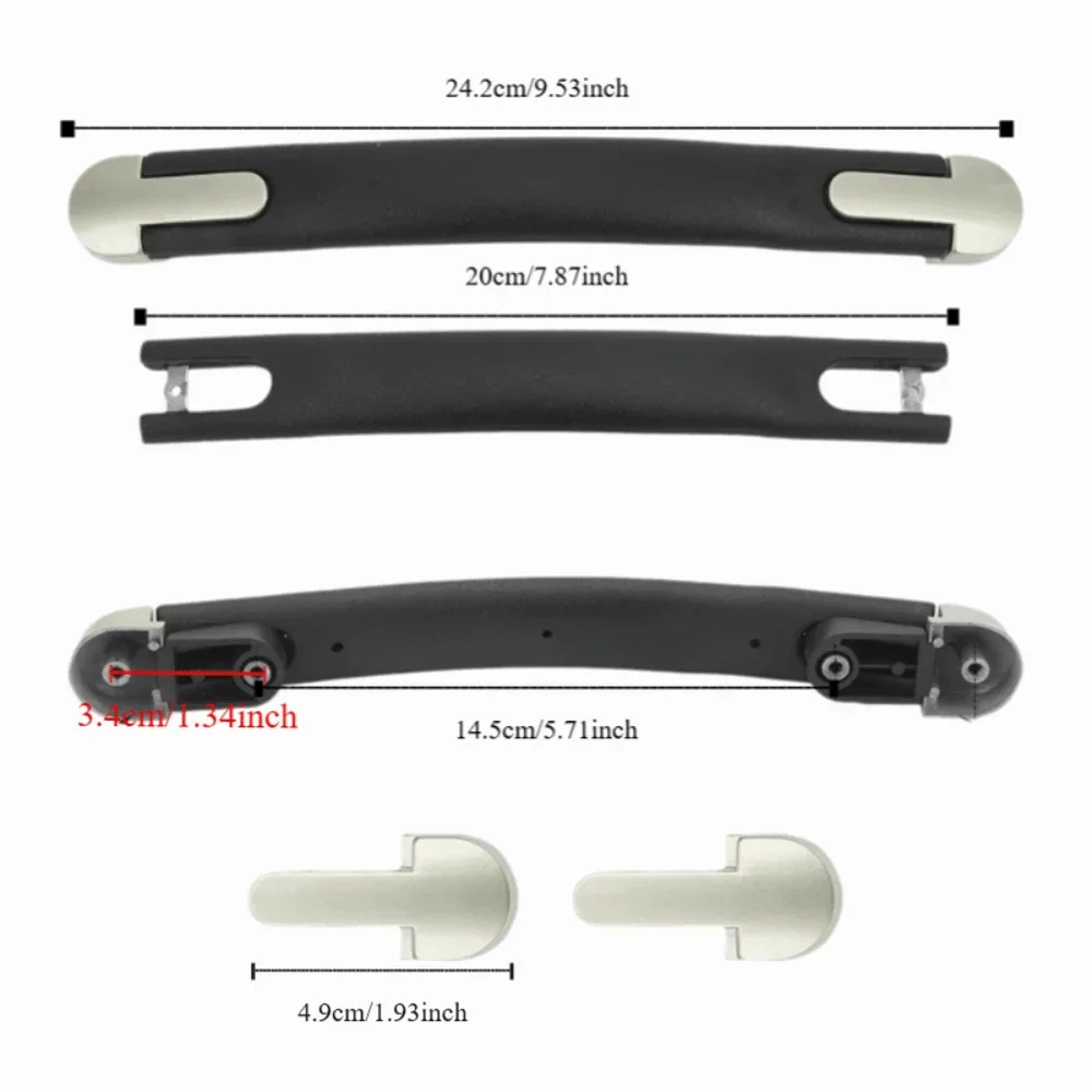 poignée de bagage en plastique durable remplacement flexible noir valise sangle poignée portable fixation rétractable et mécanisme d'attache de sécurité réparation de bagages