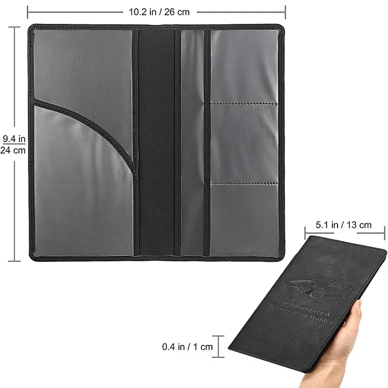 porte-documents de voiture en similicuir de qualité supérieure pour hommes et femmes, organiseur élégant pour ranger de manière sécurisée les papiers d'assurance, la carte grise et les manuels.