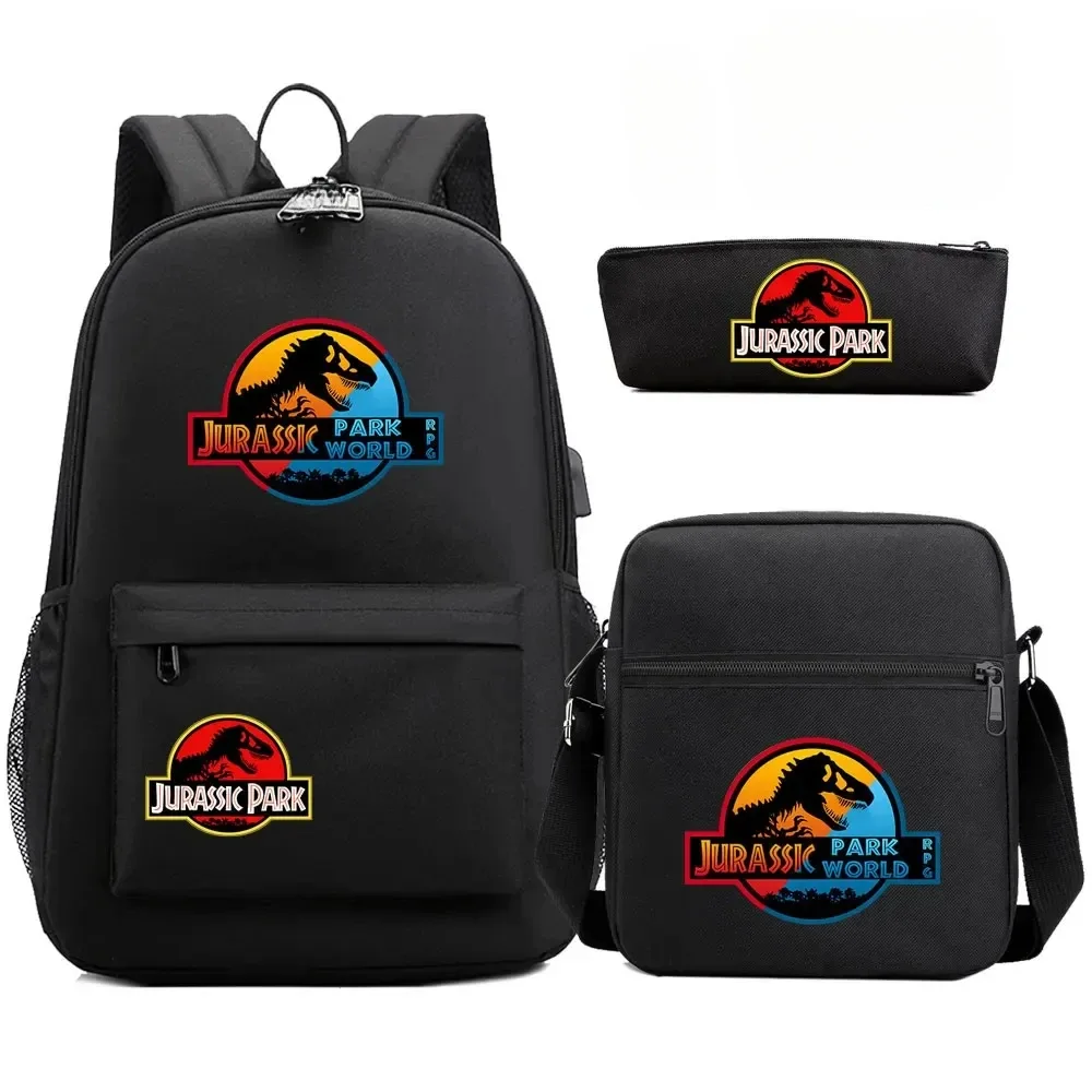 sac à dos de voyage avec serrure antivol usb pour garçon et fille, cartable pour livre d'école pour enfants, sac à stylo, 3 pièces
