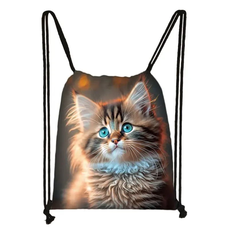 sac à dos imprimé chaton mignon pour femmes, sacs à cordon de serrage chat siamois, sac à bandoulière décontracté pour adolescents, sacs à livres de voyage, porte-chaussures