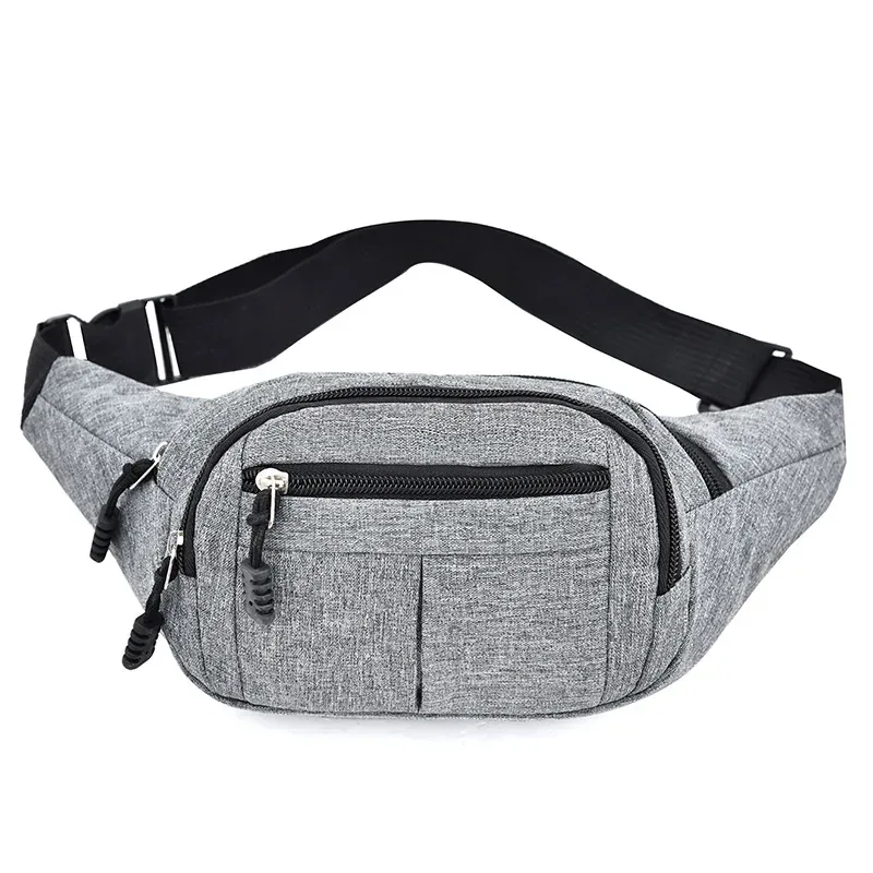 sac banane de taille unisexe pour hommes, sac de poitrine étanche, sac de sport de plein air, pochette en toile, pochette banane à bandoulière