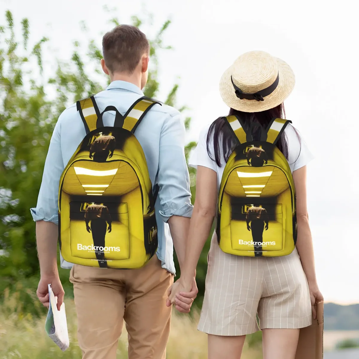 sac dos polyester jaune vif motif film couloir ultra léger voyage ecole universite femmes bandoulière ordinateur portable extérieur