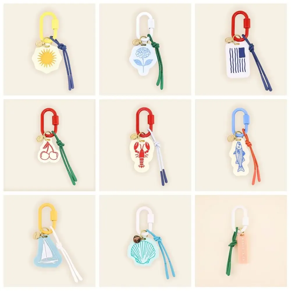 Porte-clés mignon en acrylique esthétique avec mousqueton, style preppy, pour l'été et la plage, breloque de sac légère, porte-clés de sac à dos pour adolescentes, femmes et voiture