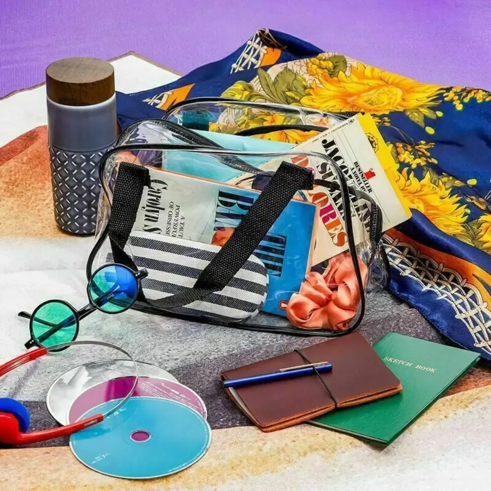 sac fourre-tout transparent approuvé par le stade, petit sac à main transparent pour voyage et concert, sac à cosmétiques en pvc, fourre-tout, trousse de toilette de voyage