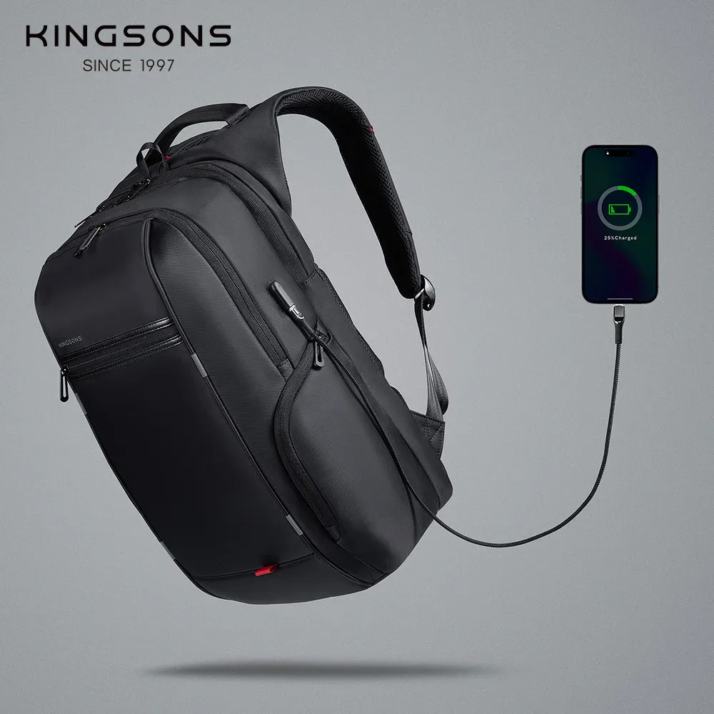 kingsons hommes sacs à dos 15 ''17'' sac à dos pour ordinateur portable usb chargeur sac antivol sac à dos pour adolescent mode homme voyage