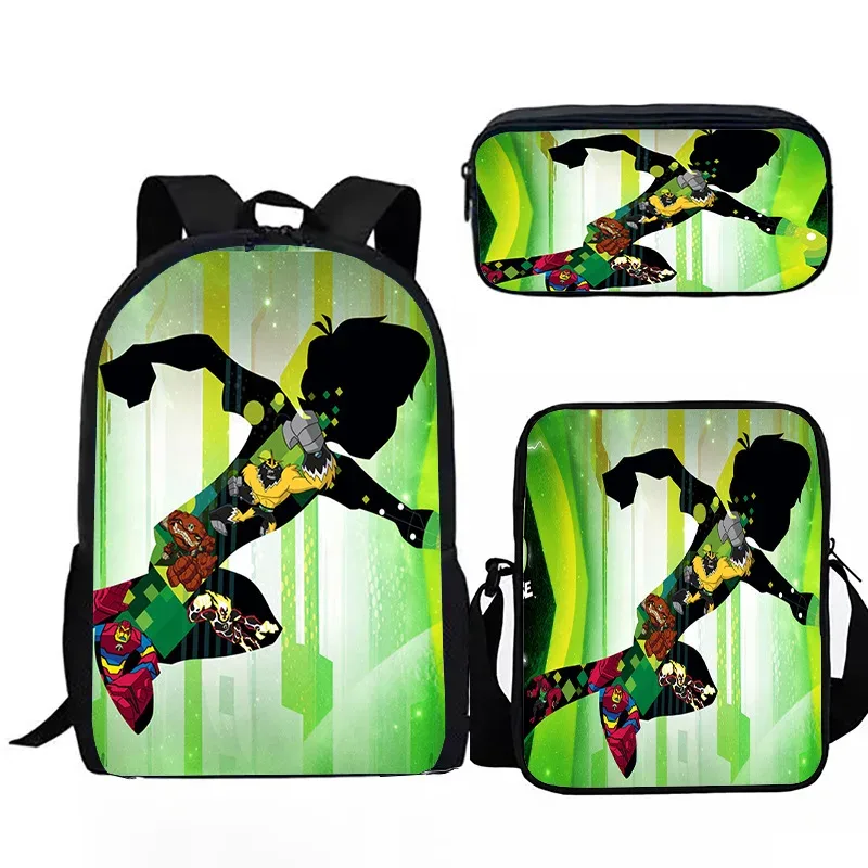 sacs de voyage pour étudiants, sac à dos pour ordinateur portable, sac à dos à imprimé 3d, trousse à crayons populaire, américains ben10, 3 pièces par ensemble