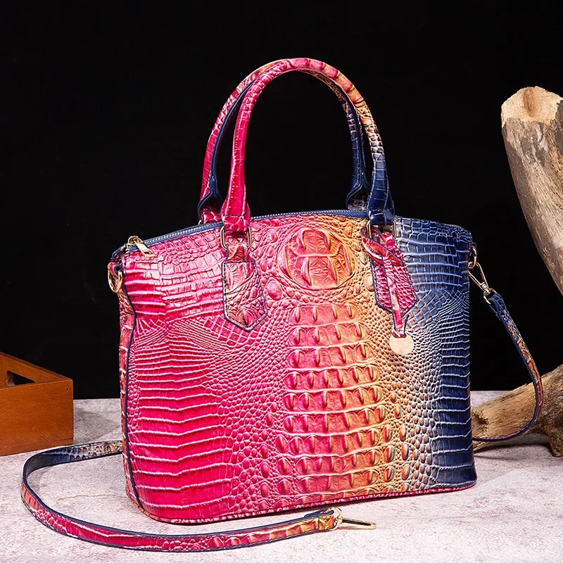 sac à bandoulière en cuir gaufré croco grande capacité, sac à main de luxe ombré pour femme, sac de voyage, cadeau