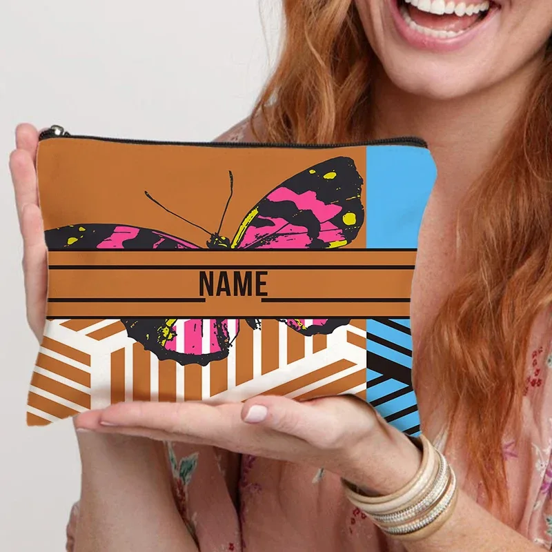 trousse de maquillage personnalisée avec nom pour femmes, cadeau pour enseignant, pochette cosmétique personnalisable, trousse de toilette de voyage, trousse à crayons scolaire