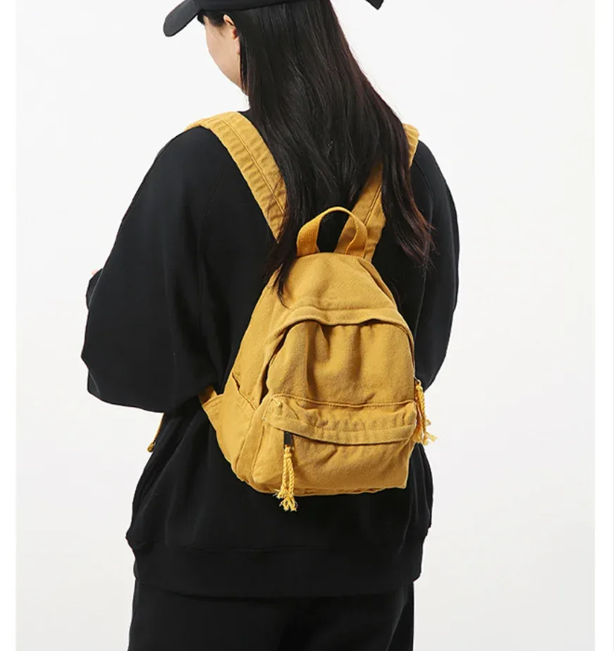 petits sacs à dos 100% coton pour femmes, sacs de loisirs ou de voyage en toile solide, sacs d'école mignons en tissu pour enfants, sacs à bandoulière vert