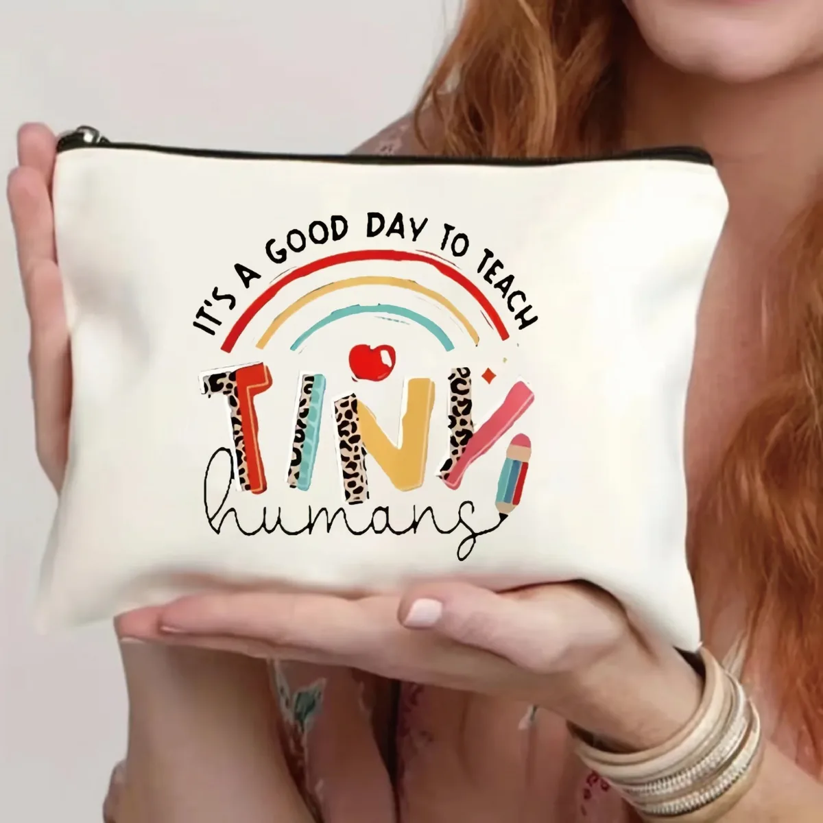 sac fourre-tout pour maquillage et crayons avec fermeture éclair, pochette à monnaie portable, sac cadeau, sac de rangement de voyage pour femme – idéal pour la reconnaissance des enseignants