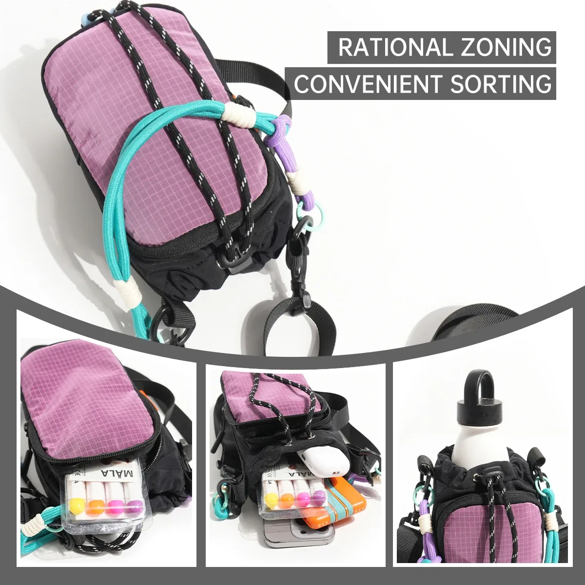 sac bandoulière dopamine pour bouteille d'eau, nouveau modèle 2026, sac de téléphone portable grande capacité, sac étanche pour bouteille d'eau pour étudiants