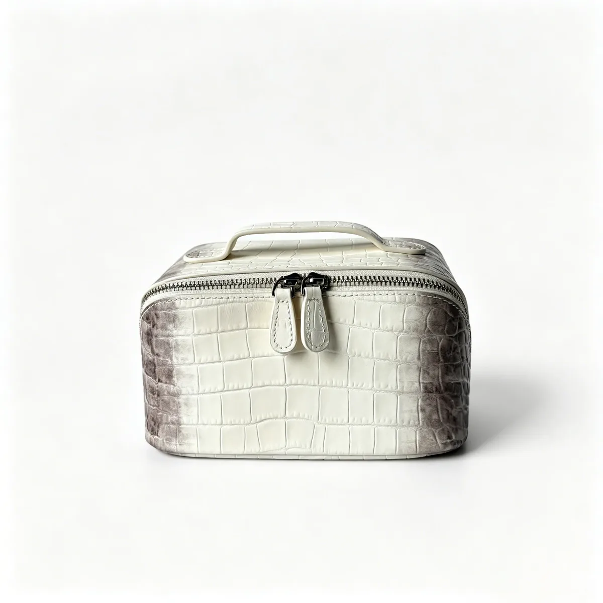 sac de maquillage en cuir véritable à motif pierre pour femmes, nouveau sac de toilette de voyage en cuir de vachette à motif crocodile de l'himalaya, sac de rangement pour cosmétiques