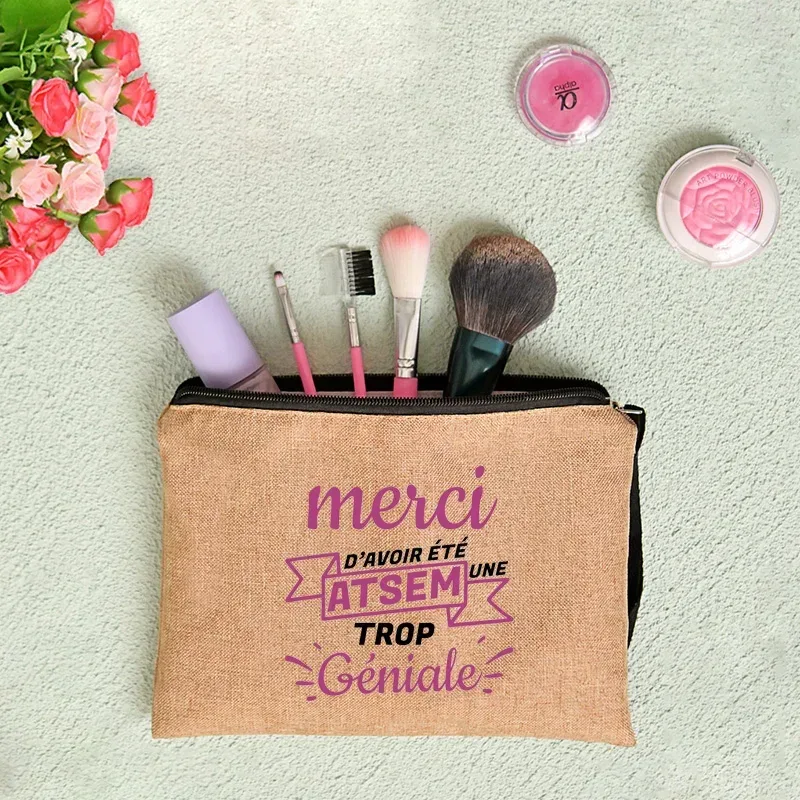 pochette zippée, cadeau pour professeur, merci maîtresse, sac de rangement pour professeur, trousse de maquillage pour femme, trousse à cosmétiques, pochette pour professeur, sac à cosmétiques