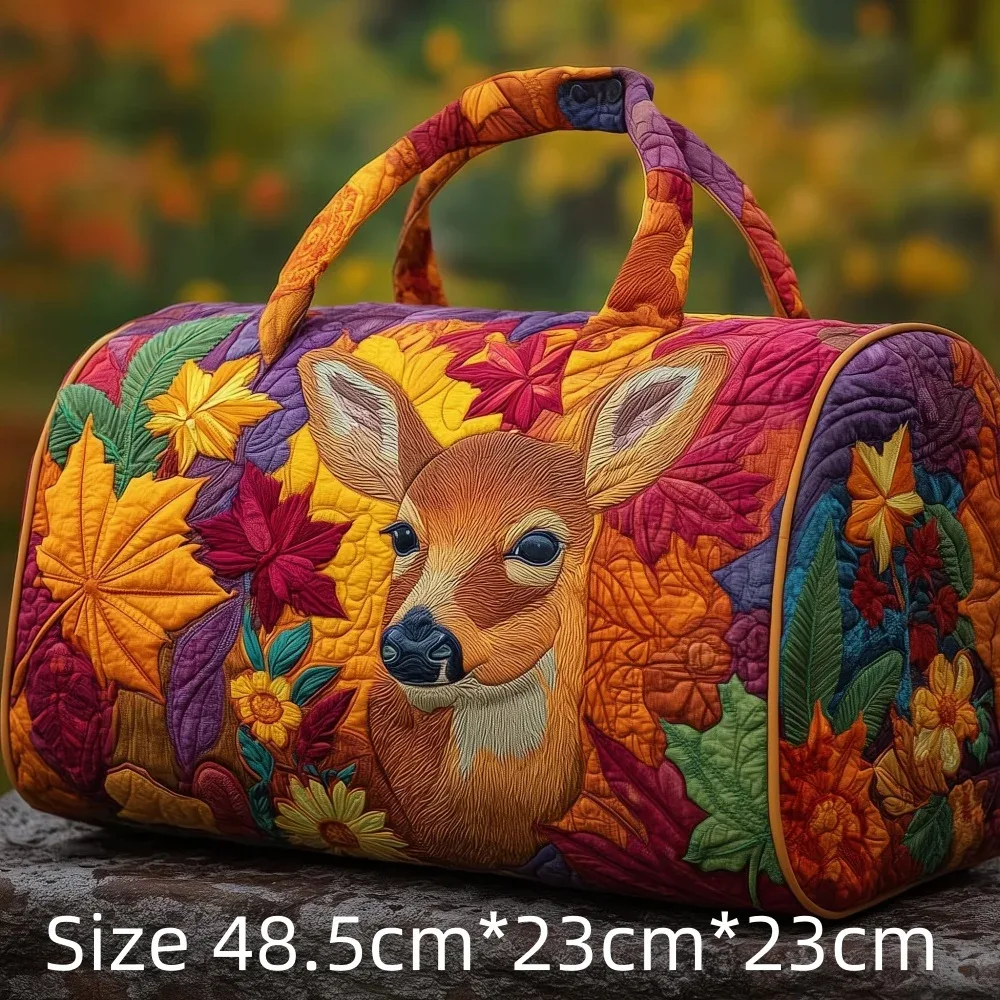 sac de voyage matelassé 3d imprimé cerf de la forêt, sac polochon fourre-tout avec poignées supérieures, bagage vintage style cabine pour femmes et hommes, idéal pour la gym, le sport et les voyages, bagage à main