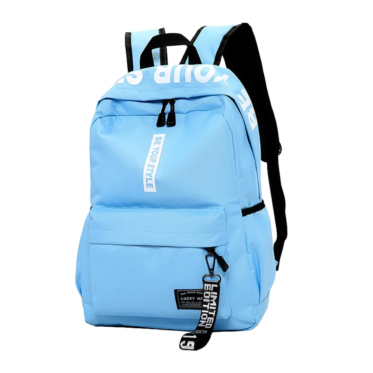 sac à dos d'étudiant léger à la mode, logo personnalisable, sac à double épaule décontracté, sangle d'épaule en arc, doublure en polyester oxford