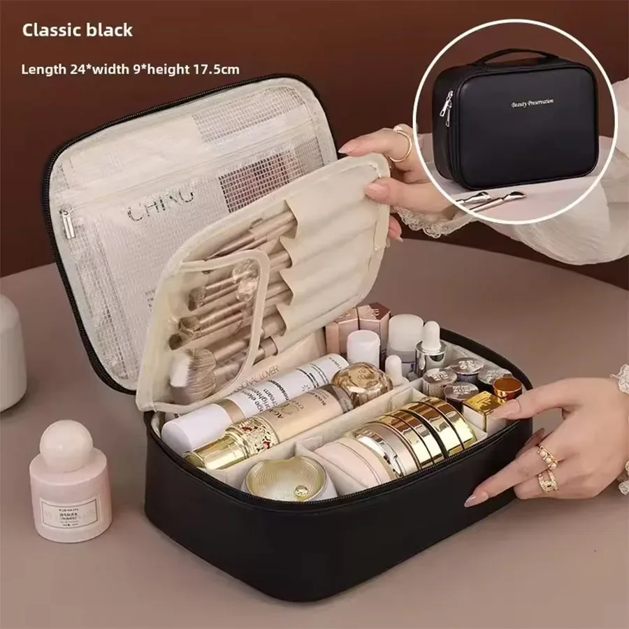 nouvelle trousse de toilette pour femme, sac de rangement portable, grande capacité, trousse de maquillage de luxe, organiseur de voyage, accessoires essentiels