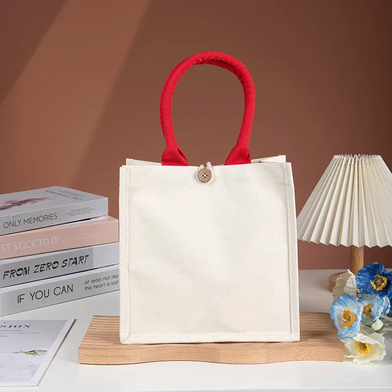 sac fourre-tout en toile vierge personnalisable avec logo, imprimable, en faux toile de jute, couleur unie, grande capacité, pour femmes