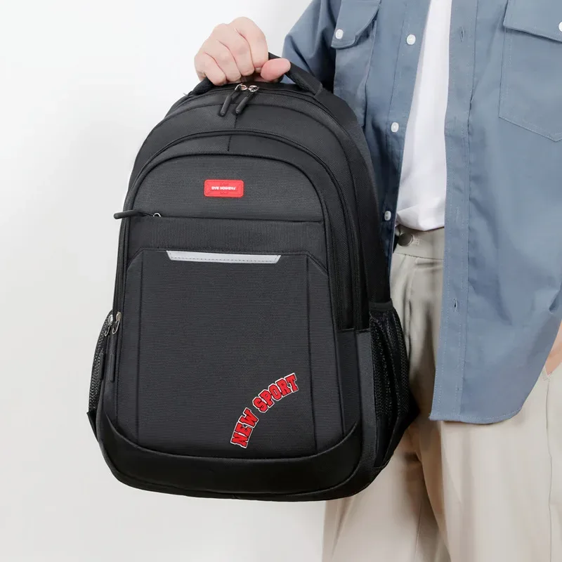 sac à dos d'étudiant de rangement multicouche pour hommes, sac à dos simple, léger et polyvalent pour ordinateur portable, sacs à double épaule épais en vente