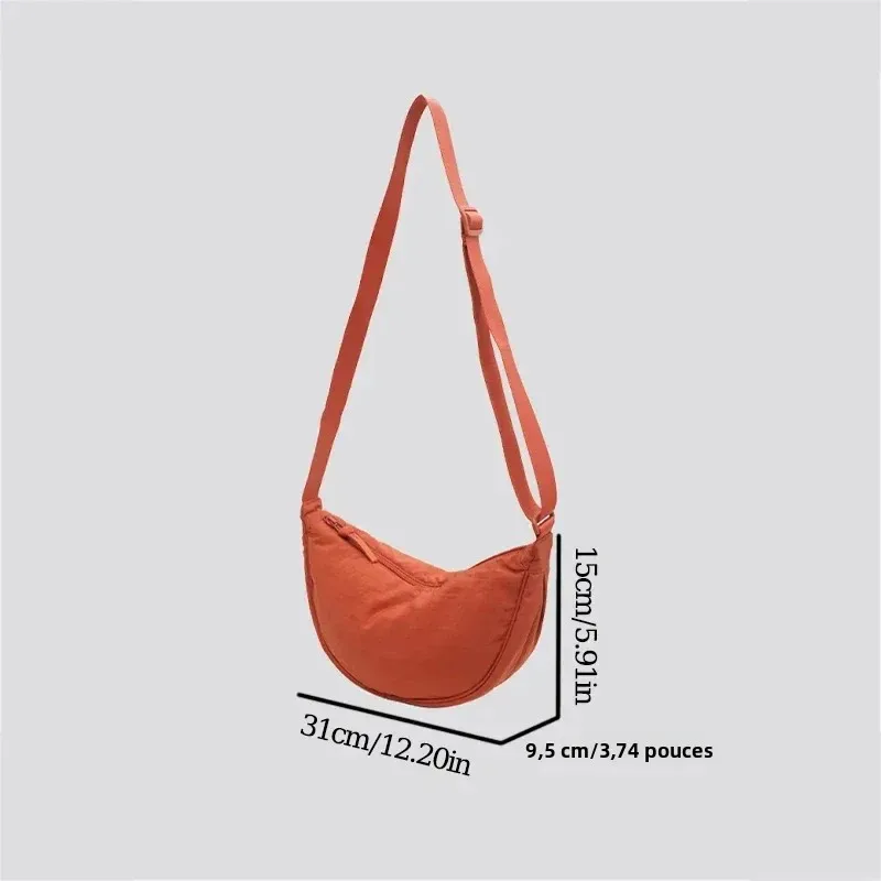 sac à bandoulière en nylon grande capacité pour femme, style décontracté, couleur unie, idéal pour les voyages et les trajets quotidiens, design simple