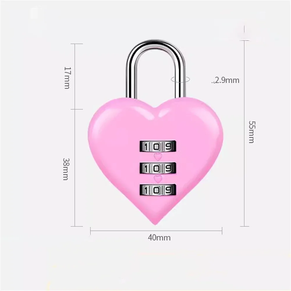 mini cadenas à combinaison en forme de cœur à 3 chiffres, pour couple, cadeau de mariage, accessoire de voyage, cadeau d'anniversaire