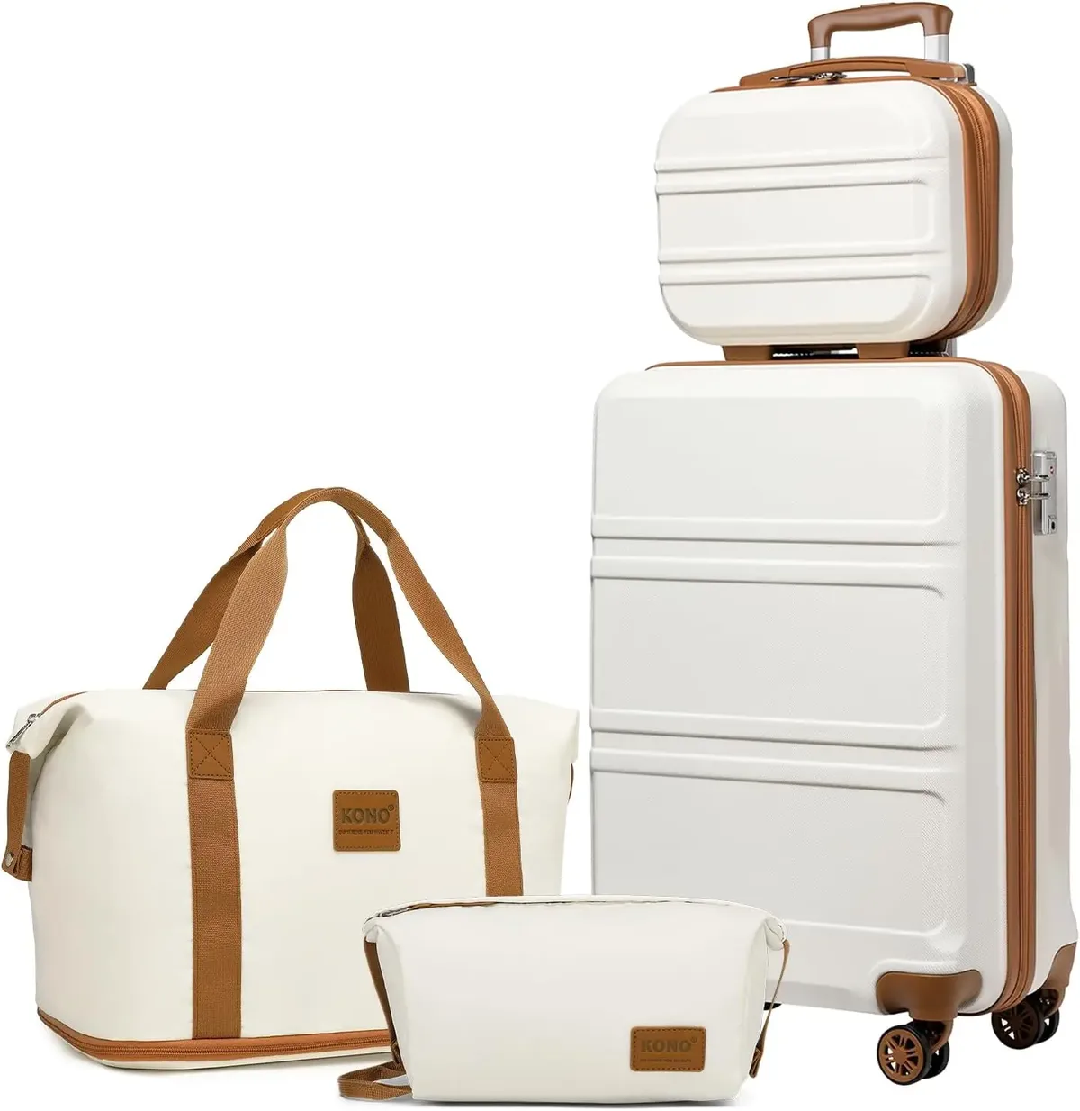 kono ensemble de valises 4 pièces, bagage à main 55 cm trousse de beauté trousse à cosmétiques trousse de voyage trousse de toilette de voyage