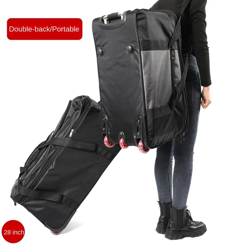 sacs de chariot à bagages roulants de grande capacité de 28/32 pouces avec roues sac polochon oxford étanche sac à roulettes valise de voyage