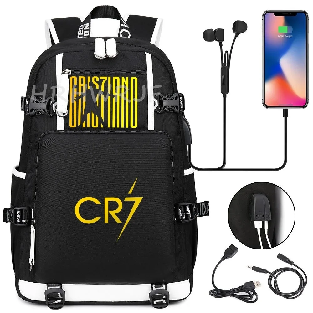 sac à dos camouflage cr7 avec usb, sac d'école pour filles et garçons du secondaire, pour adolescents, simple, multi-poches, capacité de voyage, sac à dos de randonnée pour hommes