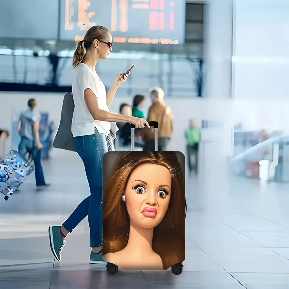 1 housse de bagage amusante avec imprimé visage de bébé pour bagages de 18 à 32 pouces ; accessoires de voyage anti-poussière et élastiques pour protéger efficacement vos bagages.