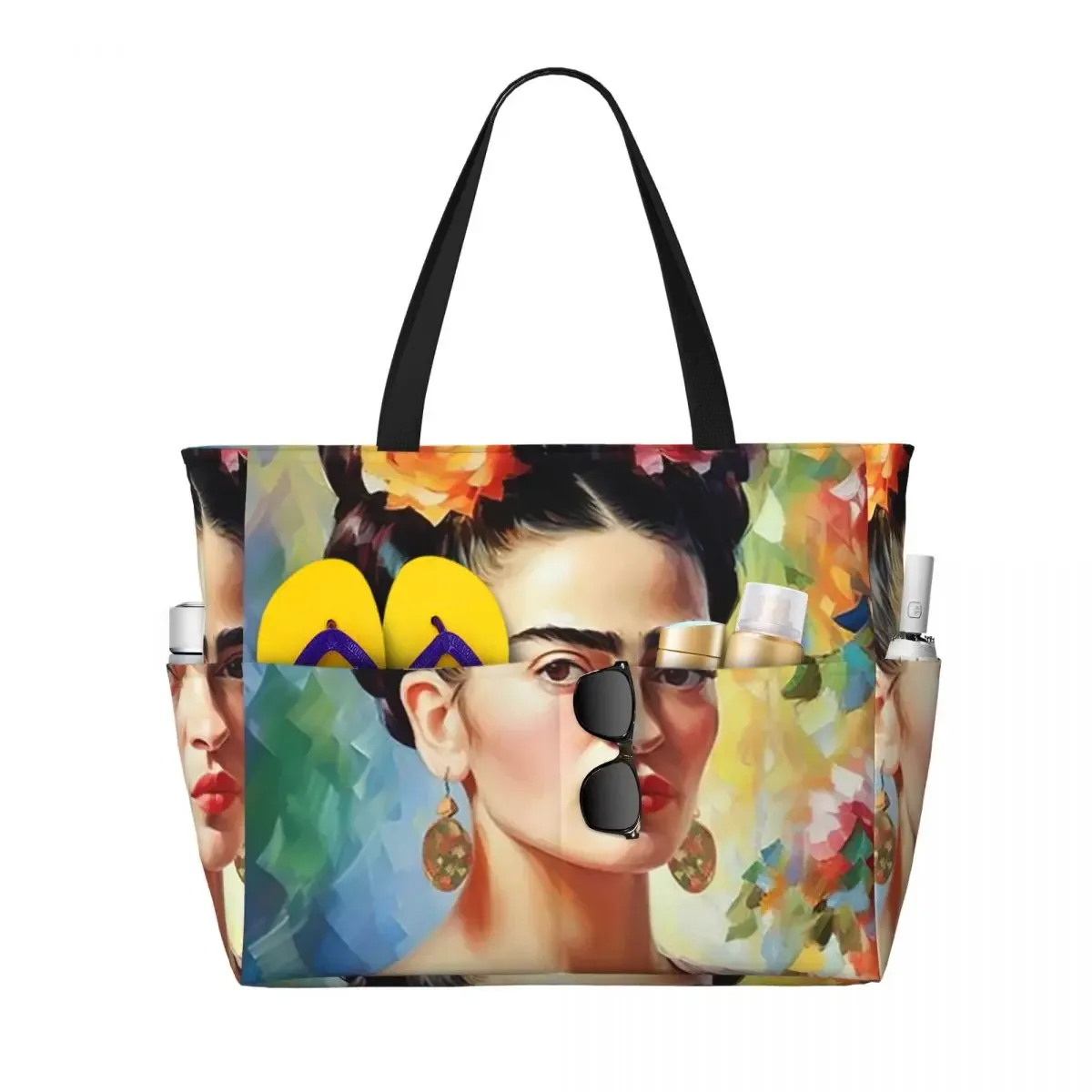 sac fourre-tout frida kahlo pour la plage, le sport, la gym, le yoga, grand sac de voyage pour femme, sac de fitness