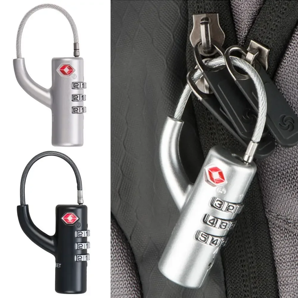 cadenas code douanier serrure tsa métallique noir argent sécurité voyage valise sac porte documents