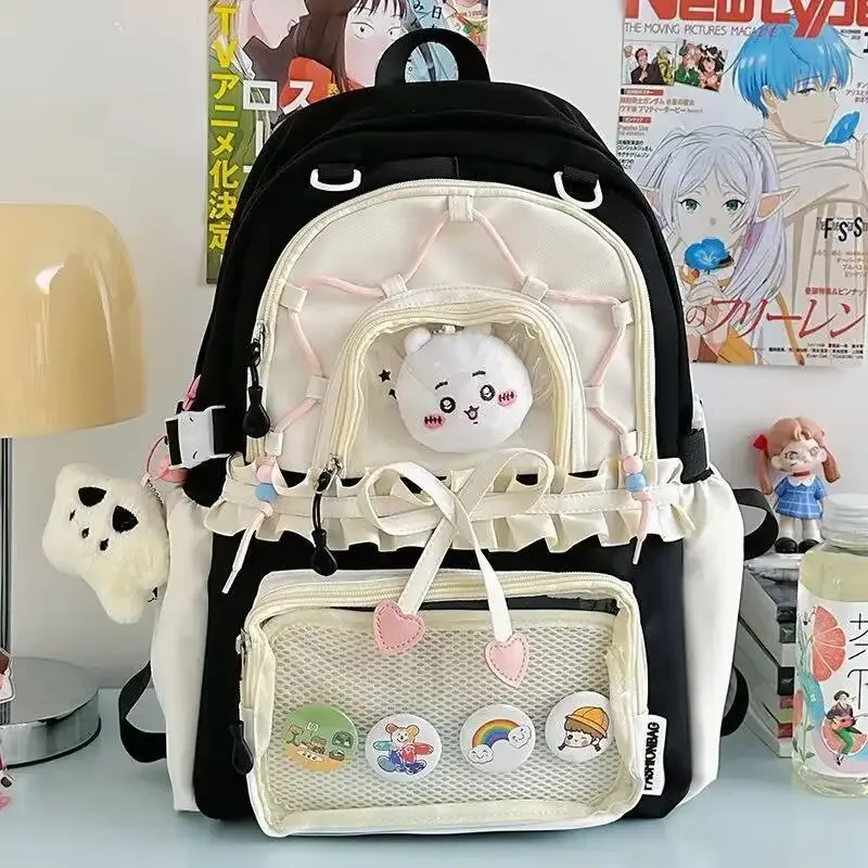 nouveau sac à dos anime ita en forme de cœur avec nœud, sac à dos transparent bidimensionnel mignon pour fille, grande capacité, sac à dos de présentation diy pour otaku