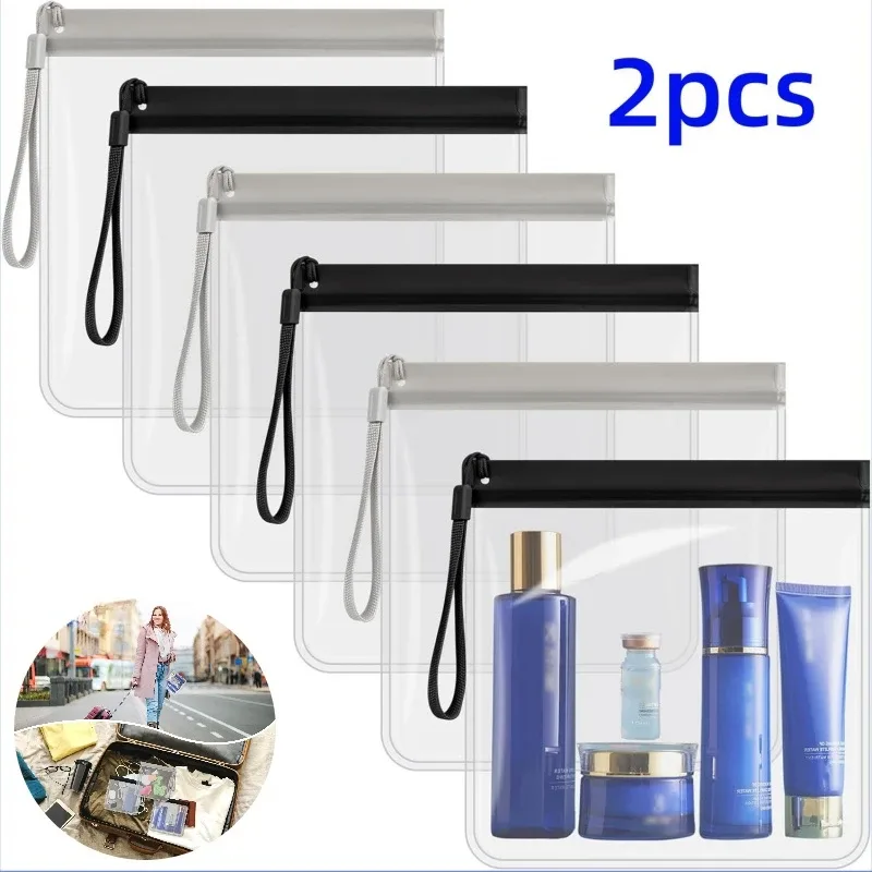 trousse toilette eva transparente bleu marron beige noir voyage décontractée cosmétiques maquillage sécurité aéroport boîte format