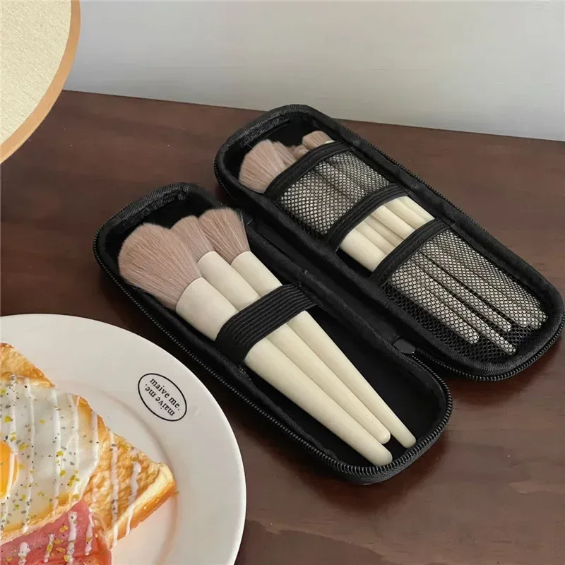 sacs de rangement de cosmétiques noirs, étui étanche pour pinceaux de maquillage à double fermeture éclair, sac pour femmes, porte-brosse de voyage portable, boîte à stylos