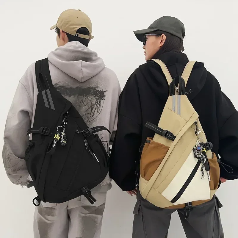 nouveau sac à dos de moto sportif de style hip-hop, pour hommes et femmes, multifonctionnel, imperméable, idéal pour les voyages, sac à bandoulière, sac d'école, sac porté en travers de la poitrine.