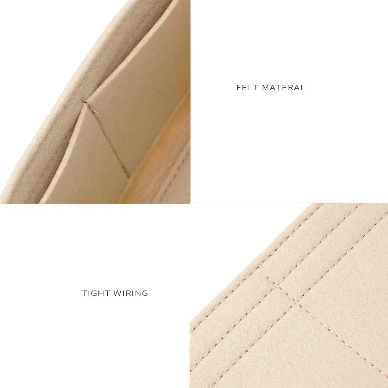 organisateur en feutre de qualité supérieure pour mini sac en nylon, ultra léger 30g, pochette intérieure, structeur de sac à main, doublure de maquillage avec fermeture éclair
