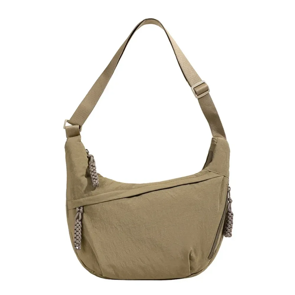 sacs à bandoulière en toile décontractés coréens simplifiés, sac hobos de sport de grande capacité, sac de boulettes léger de couleur unie pour femmes
