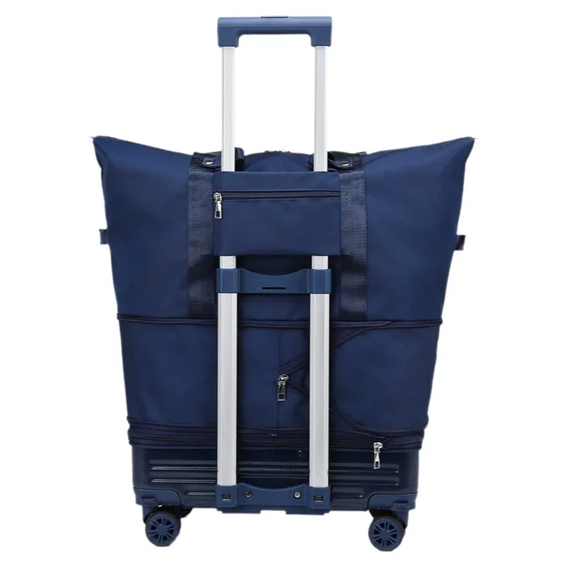 sac de voyage grande capacité à roulettes en tissu oxford, sac de sport à bandoulière, sac à bagages portable extensible et pratique