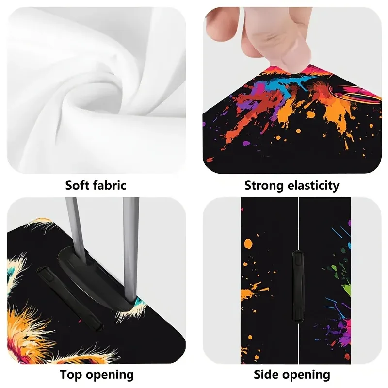 housse de bagage colorée à imprimé alpaga, accessoire de voyage anti-poussière et extensible, convient aux valises de 18 à 32 pouces