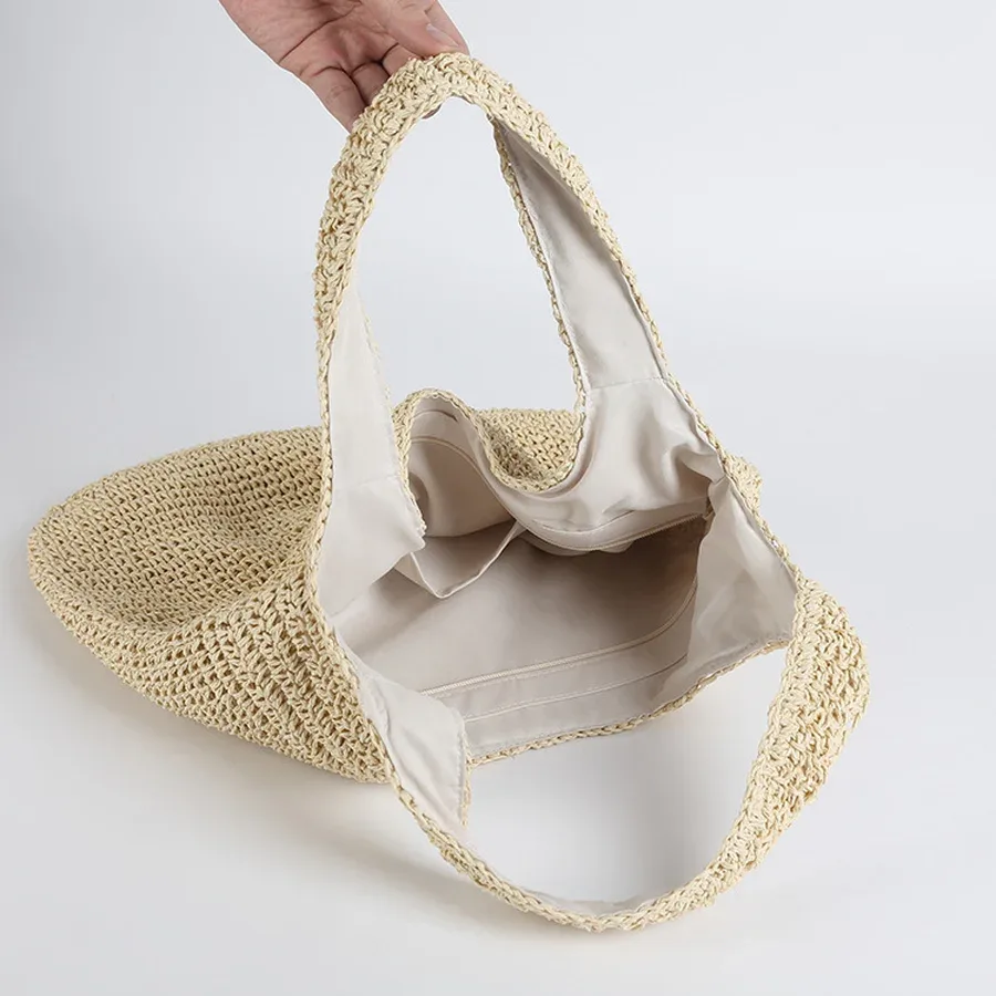 2023 mode rotin femmes sacs à bandoulière wikcer tissé femme sacs à main grande capacité été plage sacs de paille fourre-tout décontracté sacs à main