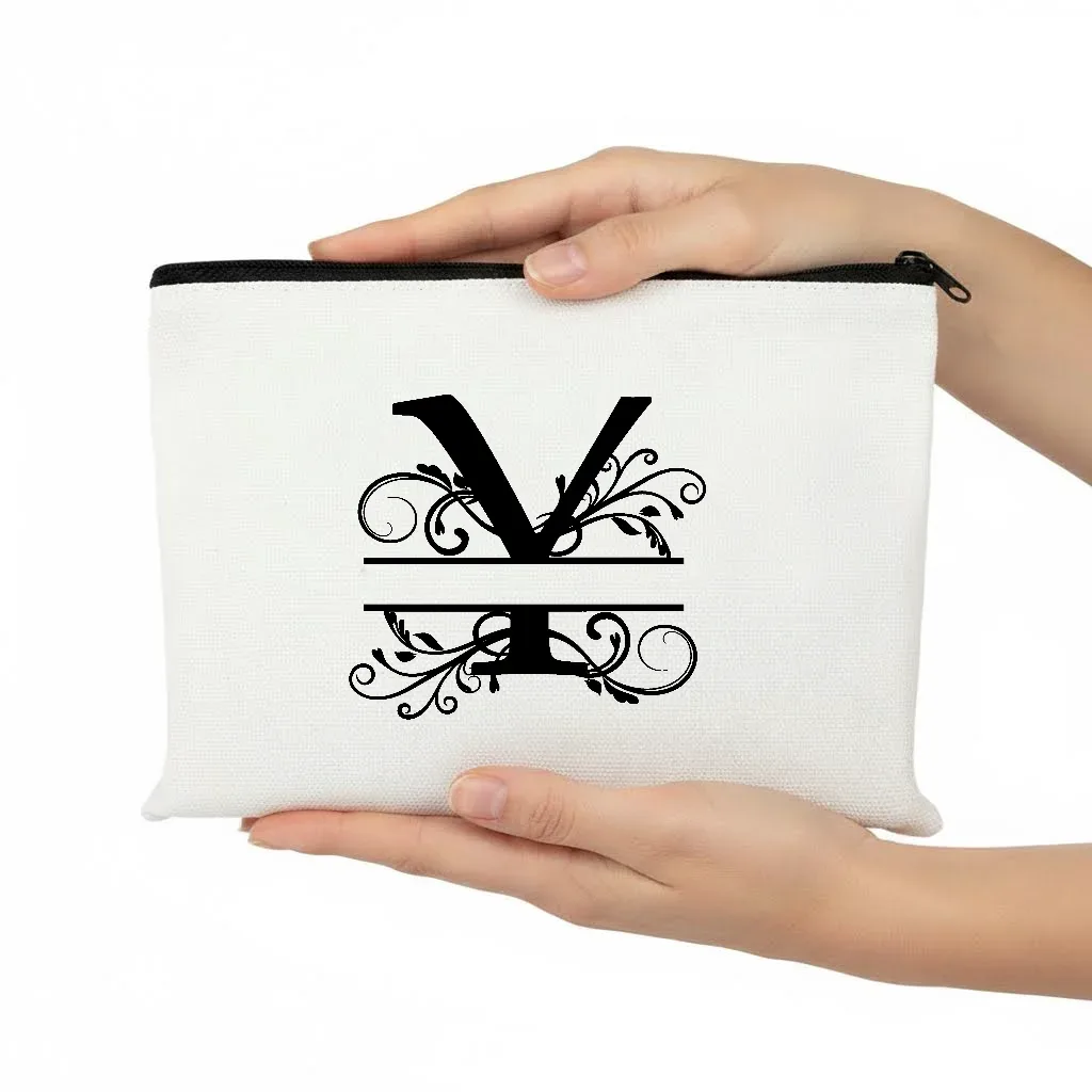 1pc trousse de maquillage personnalisable avec monogramme - pochette de voyage légère, pliable et durable avec fermeture éclair et impression de lettres personnalisées