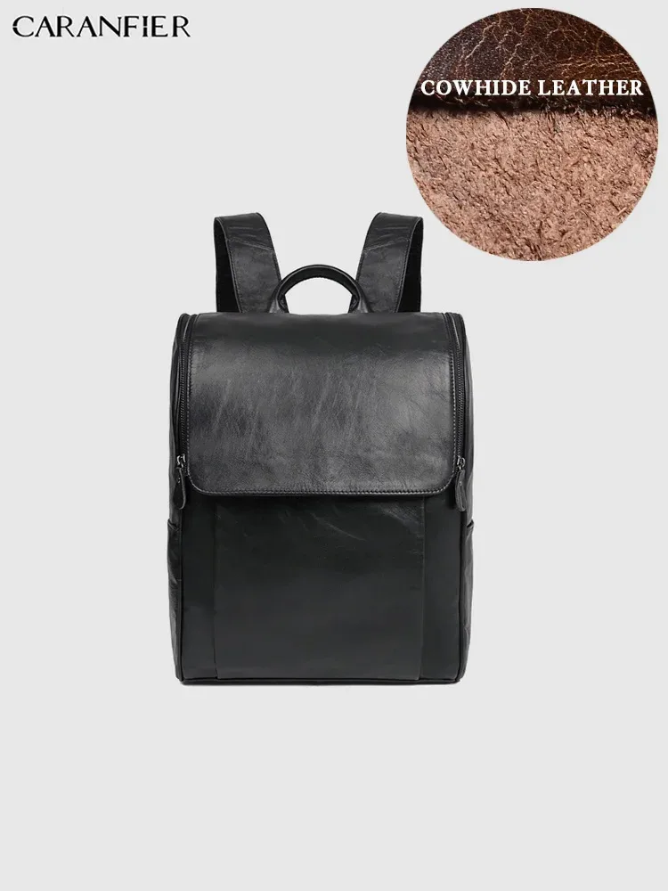 sac dos cuir véritable marron foncé poignées boucles métalliques pochette latérale bandoulière arquée fermeture éclair informatique voyage