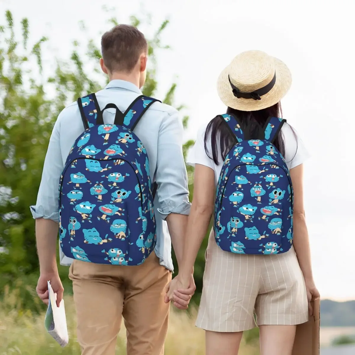 gumball pixel art modèle sac à dos pour hommes femmes étudiant randonnée sac à dos comédie incroyable monde de gumball ordinateur portable sacs en toile