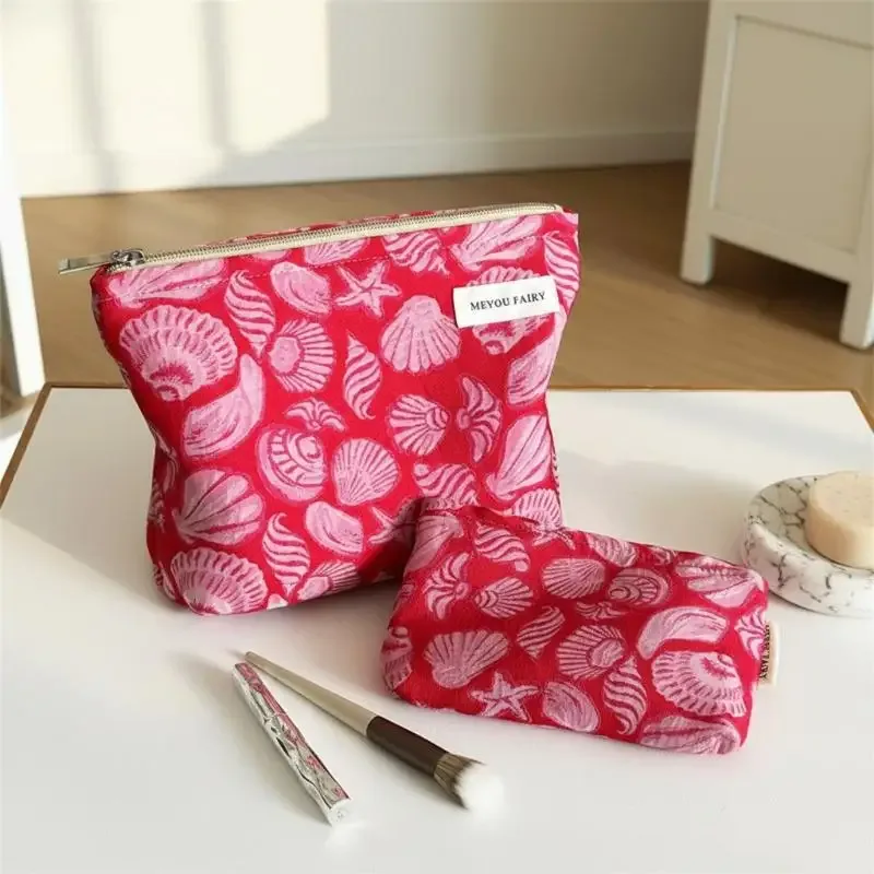 sac de maquillage imprimé coquillage, sac cosmétique de haute qualité, sac de rangement portable multifonctionnel pour femmes, organisateur de voyage