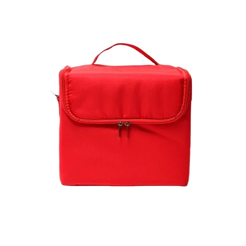 grande trousse de maquillage portable, boîte à outils multifonctionnelle pour nail art et beauté, sac cosmétique de rangement multi-niveaux en tissu oxford avec fermeture éclair