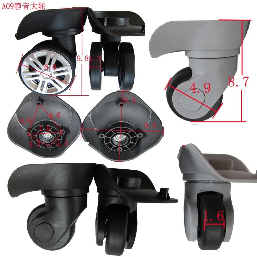 rouleau chariot poignée noire roue centrale grise plastique noir gris accessoire remplacement bagage rechange roues simples circulaires usage voyage