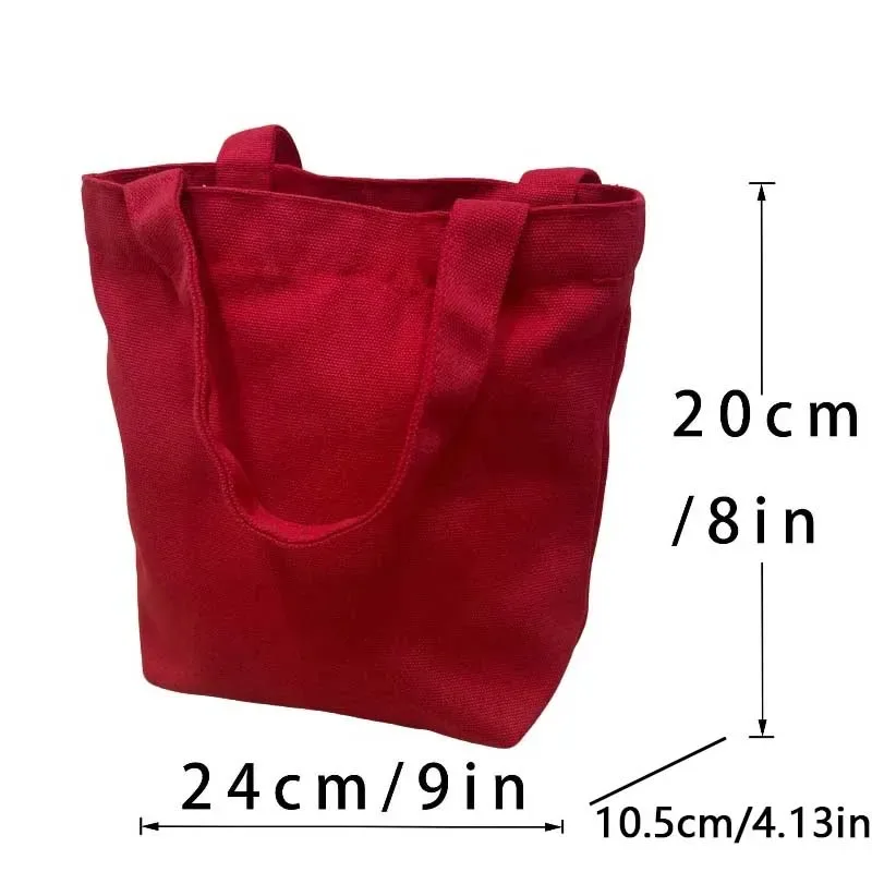 sac fourre-tout coréen en toile, couleur unie simple, sacs de shopping tendance, petits sacs pour le quotidien, sac à main pliable décontracté